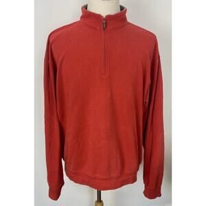 Men Peter Millar Melange 1/4 zip orange pullover sweater, XL